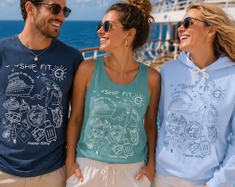 Camiseta sin mangas Ship Fit Cruise, sudadera, conjunto náutico para vacaciones, colores cómodos, regalo de viaje de verano