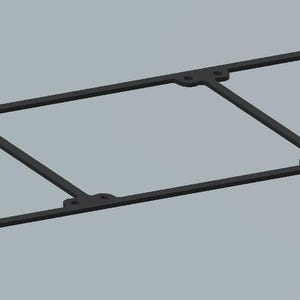 May include: A black, rectangular, three-section frame featuring a thin, flat border with integrated mounting tabs at each corner and along the interior dividers. The structure is composed of a continuous, uniform material with circular holes.