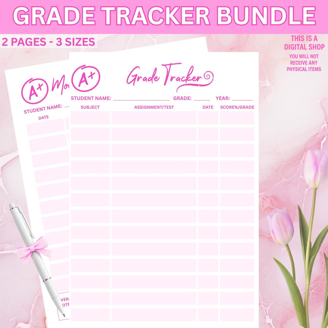 Grade Tracker Printable Bundle | Monthly & Anytime School Grade Logs ...