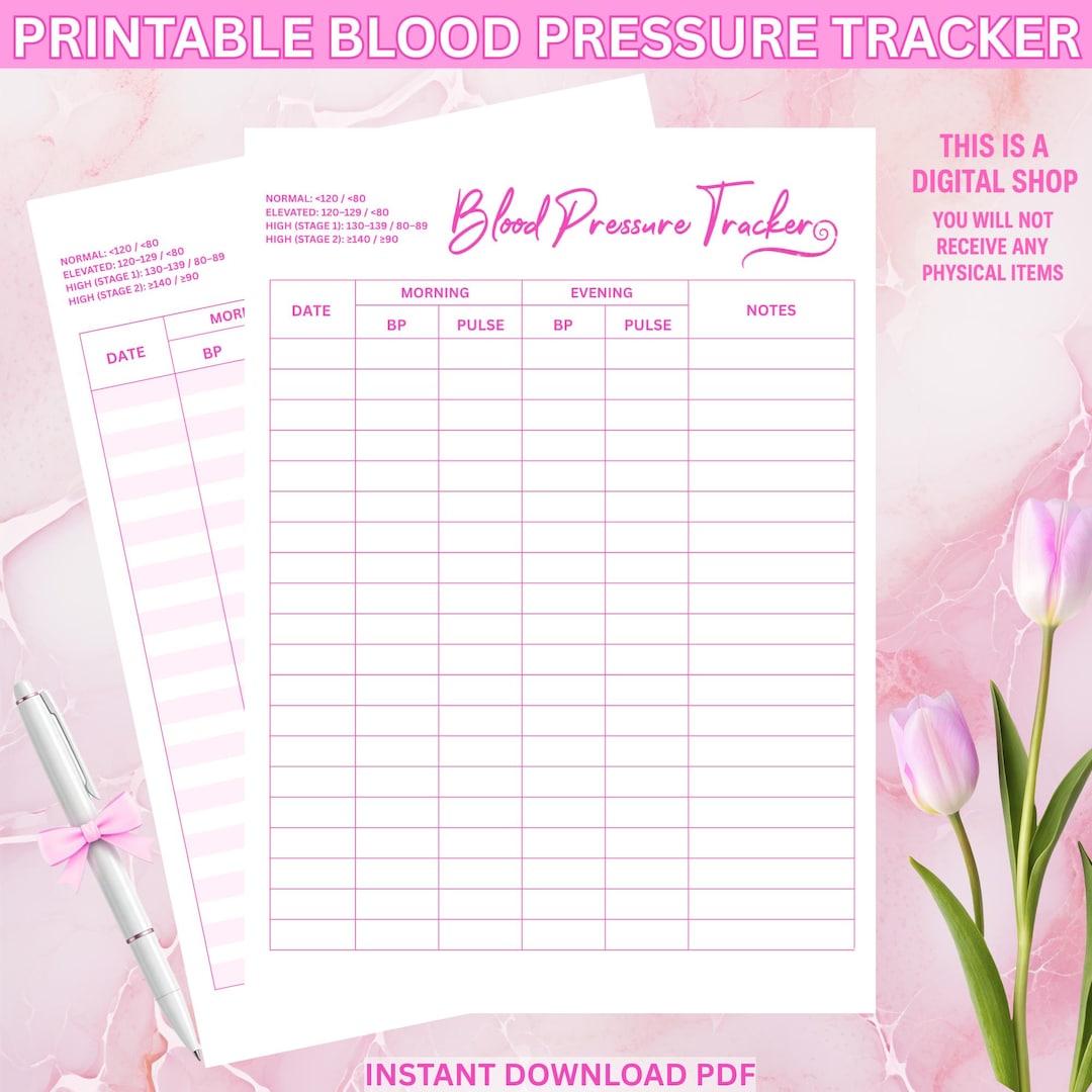 Bp Tracking Cards.pdf Blood Pressure Tracker Printable | BP Log & Heart Health Journal | 2 ...