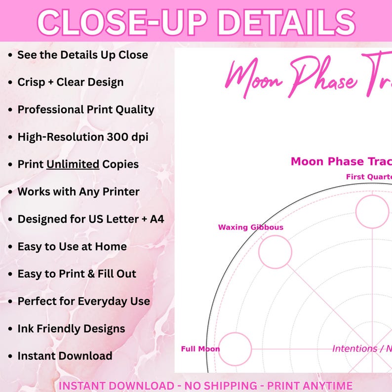 Phase Tracker Moon Tracker Printable Bundle | 4-in-1 Set | Phases Chart, Cycle Wheel ...