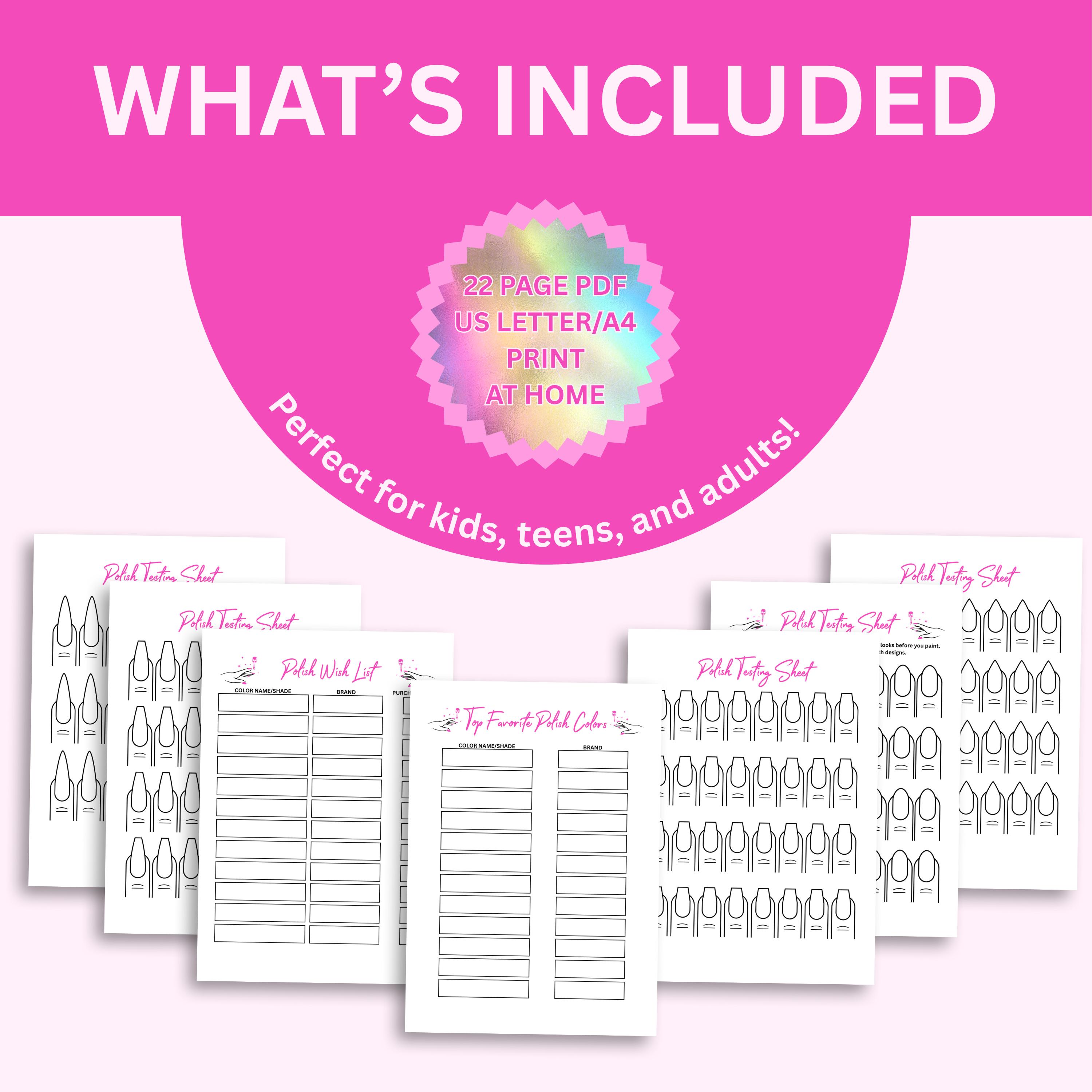 Nail Routine Chart Nail Polish Planner Kit | Printable Nail Care Tracker Color Log ...