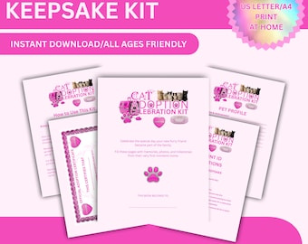 Cat Adoption Celebration Kit | 20-Page Printable Gotcha Day Keepsake Journal | Milestones, Vet Log, Photos|Instant Download|Cat Adoption Kit