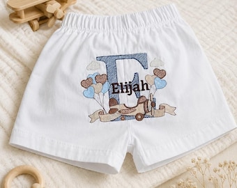 Personalized Baby Boy Boxers, Embroidered Diaper Cover, Custom Name Initial Outfit, First Birthday Cake Smash Photo Prop