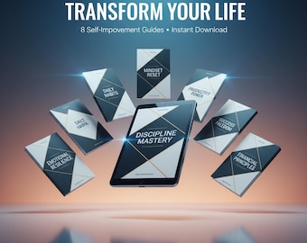 Self Improvement eBook Bundle | 5 Personal Growth Guides | Mindset, Habits, Productivity, Motivation, Discipline, Goal Setting PDFs