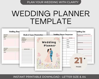 Hochzeitsplaner | Ultimativer Hochzeitsveranstalter | Budget, Gästeliste & Checklisten Vorlagen | Digitaler Download