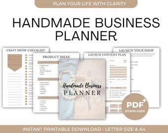 Handmade Business Planner Printable | Etsy Seller Planner PDF | Product Pricing & Order Tracker | Small Business Organizer