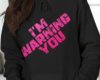 Vampire Graphic Hoodie | I'M WARNING YOU, Pink Print