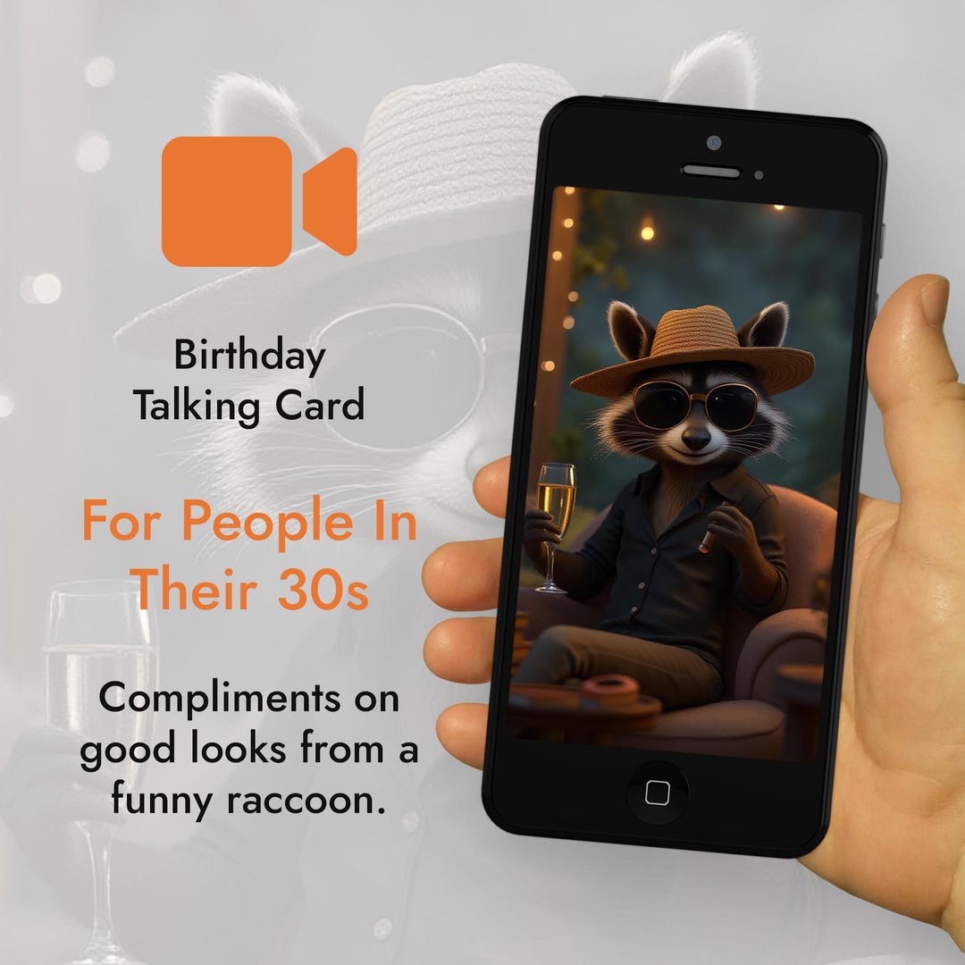 Funny Birthday Card for People in Their 30s · Talking Raccoon · MP4 ...