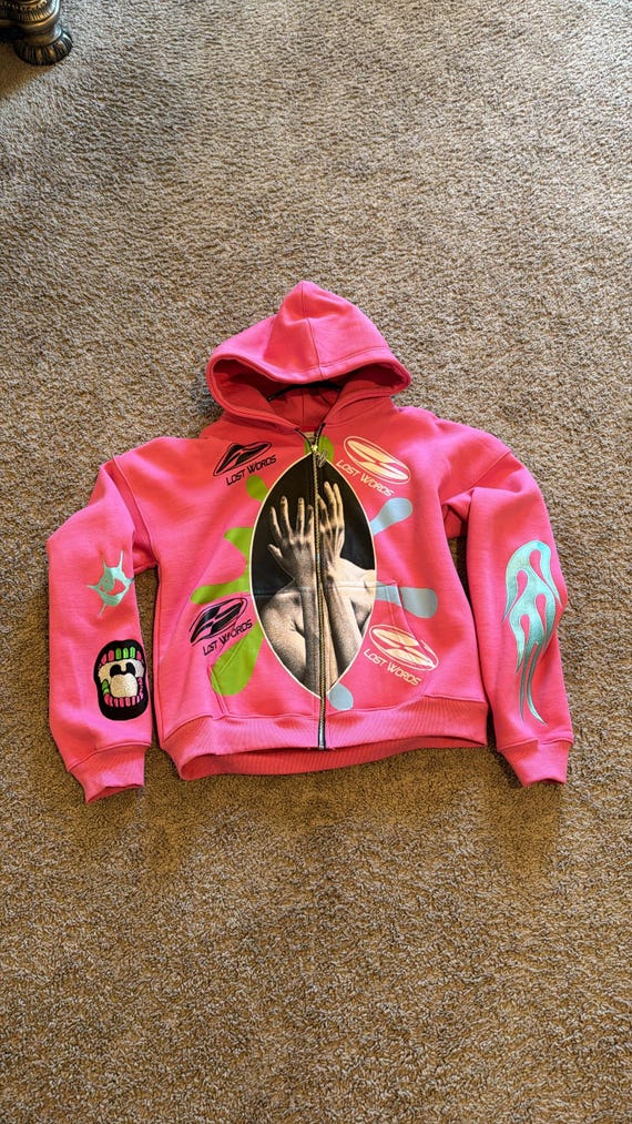 Y2K Graphic Zip-up Hoodie Flame Sleeve, Oversized Streetwear