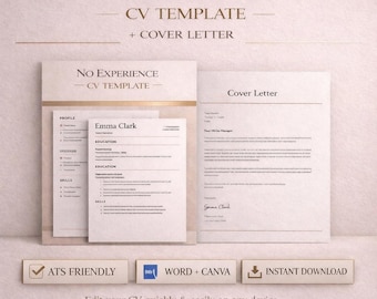 No Experience CV Template | Entry Level Resume | ATS Friendly | UK Job Applications | Instant Download