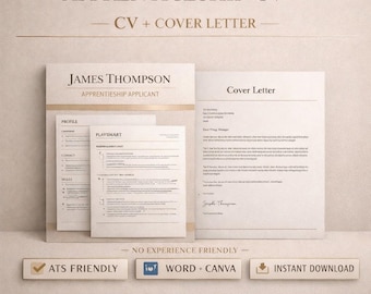 Apprenticeship cv UK | no experience cv template | school leaver resume | entry level cv | ATS friendly | instant download