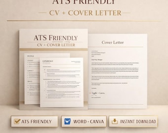 ats friendly cv template | professional resume template | uk job application cv | word and canva editable | instant download