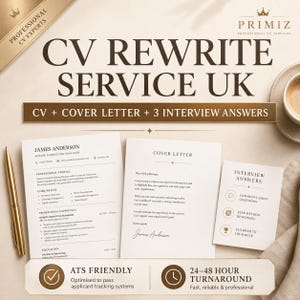 CV-omskrivningstjänst i Storbritannien, CV-skrivning, personligt brev ingår, intervjuhjälp, ATS-vänligt CV