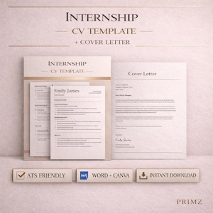 INTERNSHIP CV TEMPLATE ats resume, no experience, student cv, canva & word, instant download