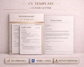 INTERNSHIP CV TEMPLATE ats resume, no experience, student cv, canva & word, instant download