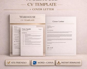 Warehouse CV Template | ATS Friendly Resume for Warehouse Operative, Picker Packer and General Labourer | Word and Google Docs