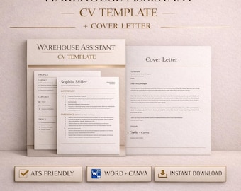Warehouse Assistant CV Template | Warehouse Worker Resume | ats friendly cv | uk job application | word & google docs | instant download