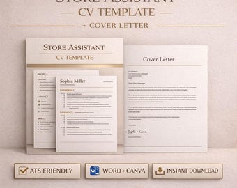Store Assistant CV Template UK | ATS Friendly Resume for Retail Jobs | Word & Google Docs | Cover Letter