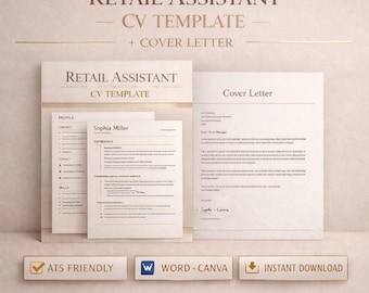 Sales Assistant CV Template | Sales Resume Template | ats friendly cv | uk job application | word & canva | instant download