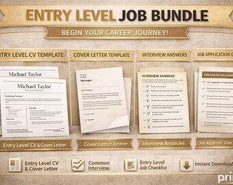 Entry Level CV Template Bundle, Resume Template, Cover Letter Template, First Job CV, ATS Friendly Resume, Word Canva Resume Template