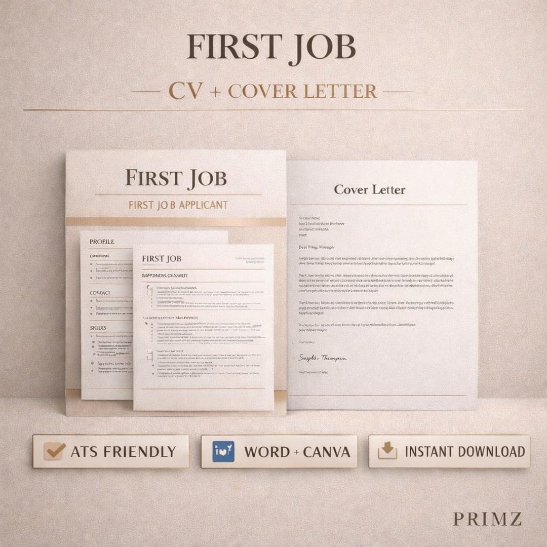 First Job Cv Examples First Job CV Template Uk, No Experience Resume, Ats Friendly Cv, Cv ...