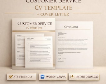 Customer Service CV Template | Customer Service Resume Template | ats friendly cv | uk job application | word & canva | instant download
