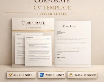 Corporate CV Template UK | Professional & ATS-Friendly Resume by Primz