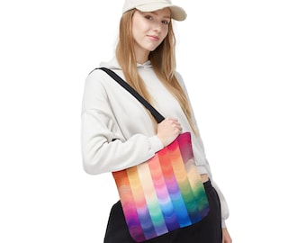 Vibrant Gradient Tote Bag, Colorful Art Shopping Bag