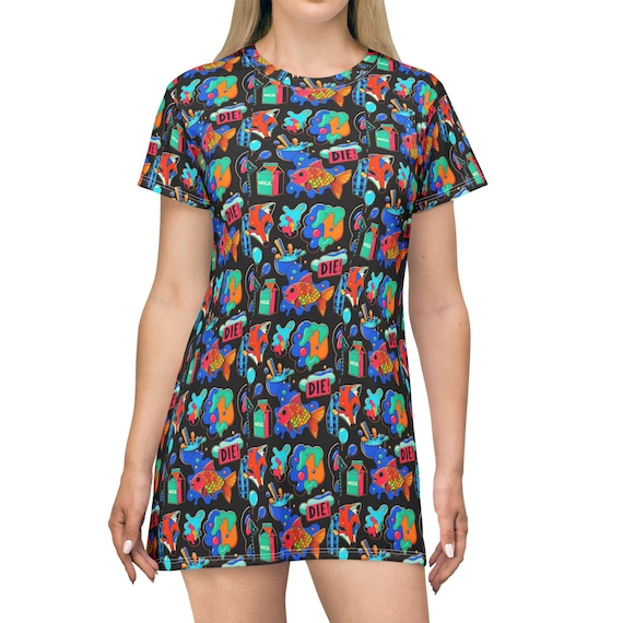 90s tee shirt dress Brown Check Print Sleeveless Babydoll Mini Dress