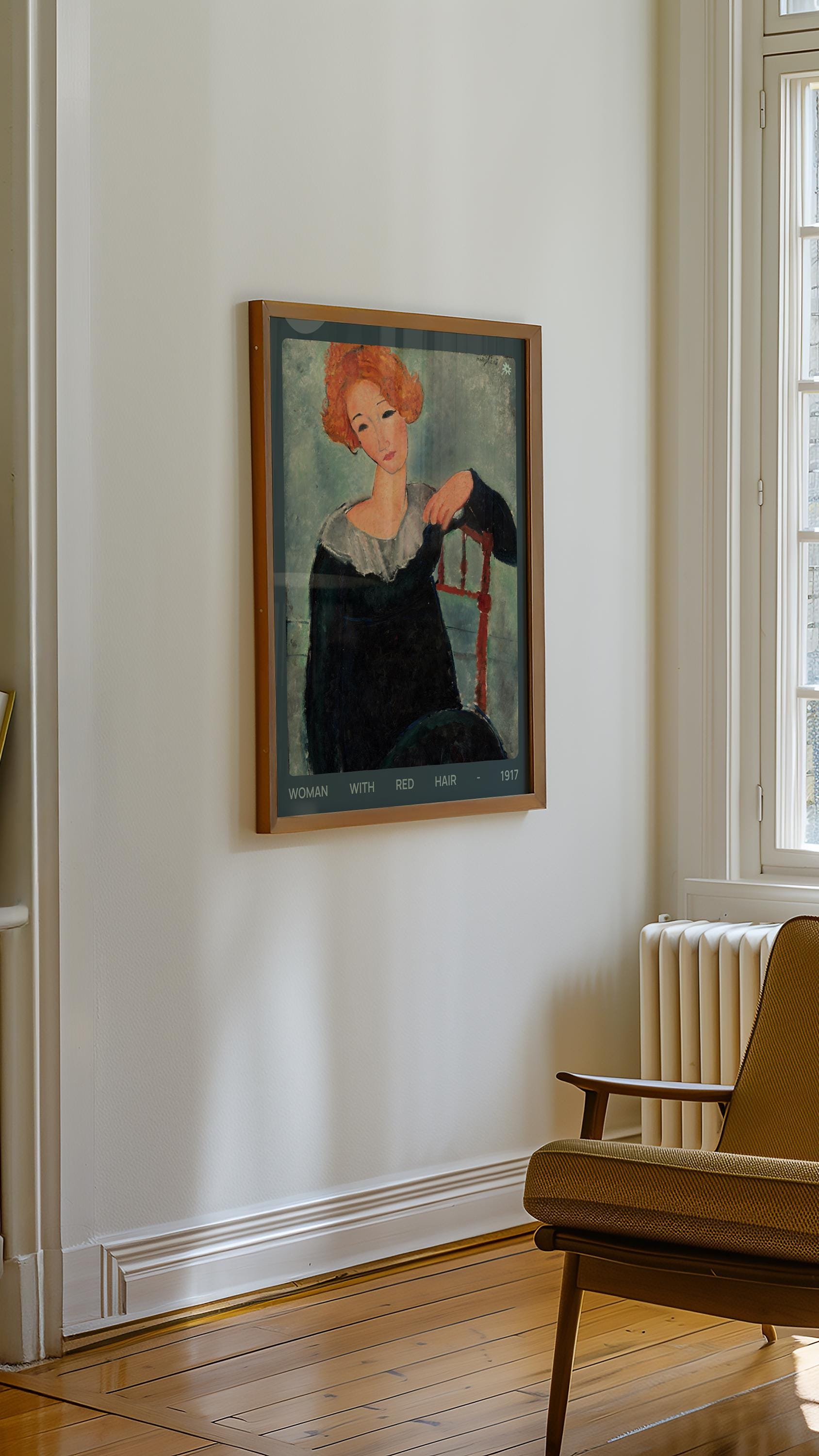 モディリアーニの「赤毛の女」版画：ヴィンテージ表現主義の肖像画