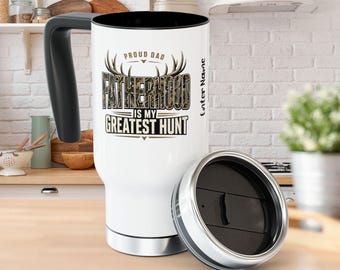Vaso térmico personalizado de caza para papá, regalo personalizado para el Día del Padre, taza de caza para papá, taza con astas de ciervo para papá, regalo para cazadores, vaso térmico para el Día del Padre.