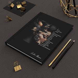 Personalized Affirmation Journal, Empowered Black Woman Hardcover Notebook, Custom Name Inspirational Diary Gift image 6