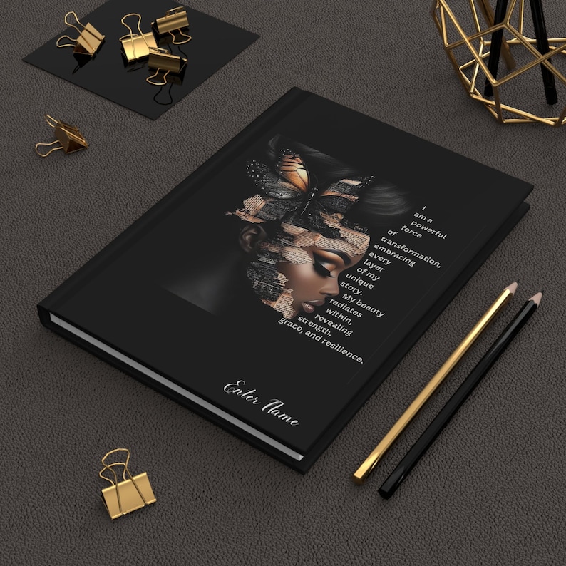 Personalized Affirmation Journal, Empowered Black Woman Hardcover Notebook, Custom Name Inspirational Diary Gift image 6