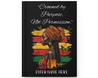 Crowned by Purpose Black Woman Portrait Hardcover Journal | Inspirational Afrocentric