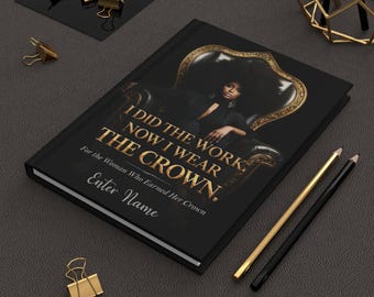 Black Queen Empowerment Journal, Personalized Gift for Women, African American Woman Notebook, Luxury Self Love Journal, Mothers Day