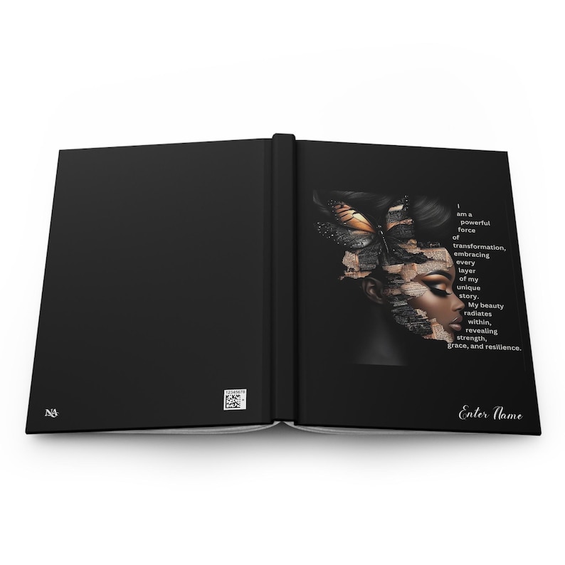Personalized Affirmation Journal, Empowered Black Woman Hardcover Notebook, Custom Name Inspirational Diary Gift image 4