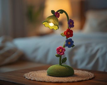 Crochet Flower Lamp Pattern PDF  (digital download)