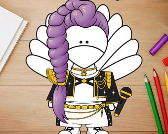 Kpop Star Turkey Disguise Printable | Thanksgiving Craft for Kids | Turkey Template | Instant Download PDF