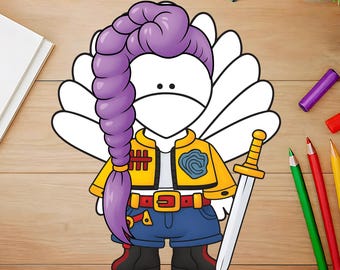 Kpop Star Turkey Disguise Printable | Thanksgiving Craft for Kids | Turkey Template | Instant Download PDF