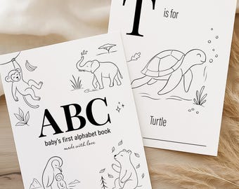 ABC Animal Coloring Book | Baby Shower Game | Baby's First ABC Book | Keepsake Gift | Printable PDF