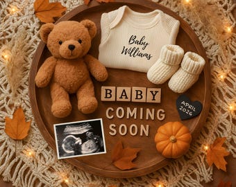 Fall Pregnancy Announcement Template | Autumn Baby Reveal | Little Pumpkin | Digital Download | Gender Neutral Baby Reveal for Social Media