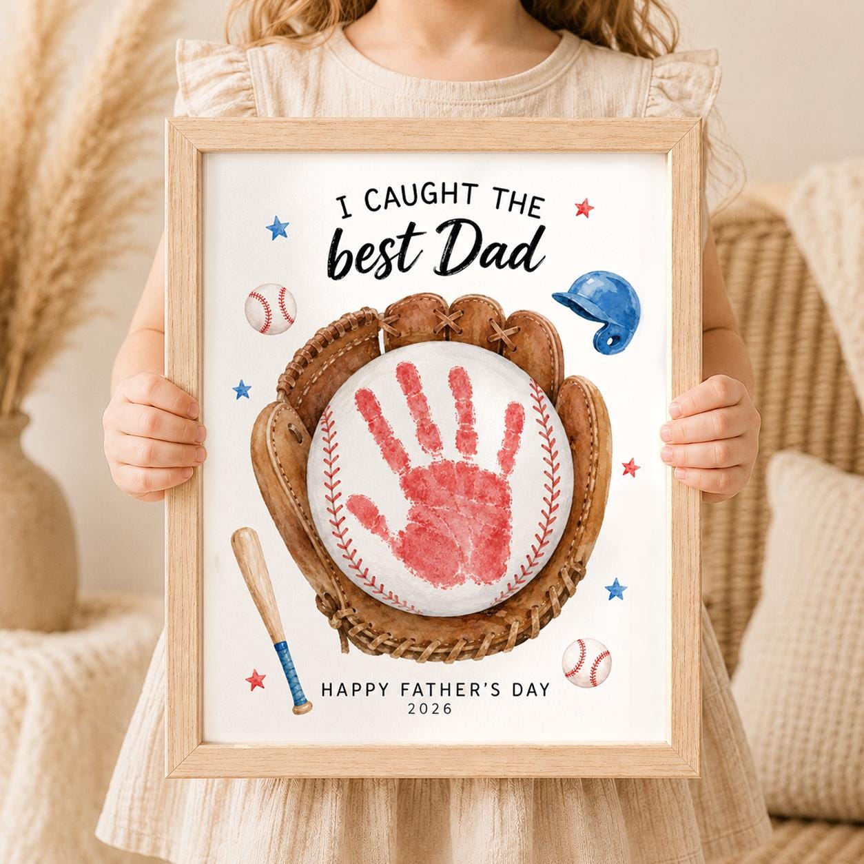 Father's Day Handprint Craft Printable, Baseball Best Dad Gift from…