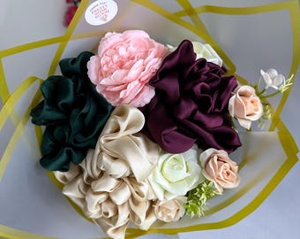 Handmade Silk Hijab Bouquet | Elegant Modest Gift, Islamic Wedding, Eid, Ramadan, Bridesmaid Present