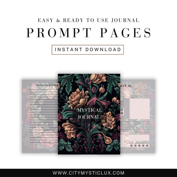 City Mystic Lux: English Floral Luxury Printable Mystical Self-Care Journal PDF | Mindful Prompts | Travel-Inspired | Instant Download