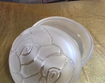 Tarro de cristal con tapa para polvos, estilo vintage de Houbigant, Francia.