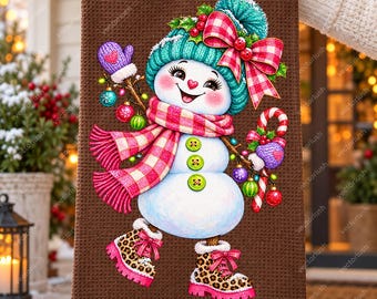 Girly Christmas Snowman PNG, Pink Coquette Bow and Leopard Boots, Colorful Winter Sublimation Design, Digital Download