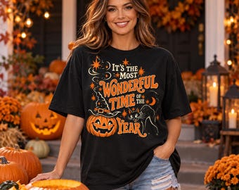 Vintage Halloween UNISX and YOUTH Sweatshirt : Halloween Crewneck 90s Spooky Black Cat Witchy Pumpkin Most Wonderful Time Witchy Fall Shirt