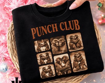 Punch Club PNG, Vintage Monkey Graphic Design, Retro Sepia Primate Art (Digital Download)