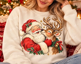 Santa Claus Boop PNG, Christmas Png, Reindeer Santa Boop Png, Retro Christmas PNG, Funny Santa, Trendy Xmas, Digital File